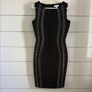 Calvin Klein Black and Silver Embellished Midi Dress